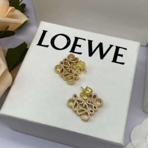 Loewe gold plated asymmetrical stud earrings