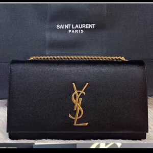 Saint Laurent Black Women's HANDBAG with Gold YSL Logo Accent